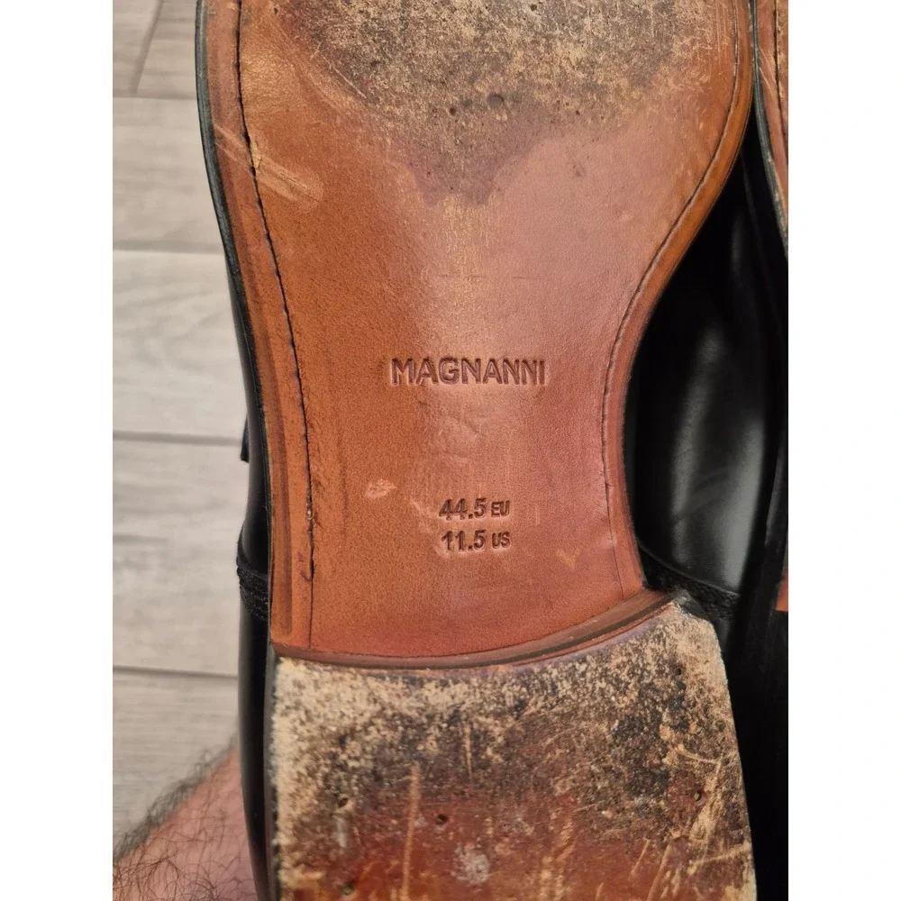 Magnanni Mens Black Leather Single Monk Strap Dress Shoes Made in‎ Spain Sz 11.5